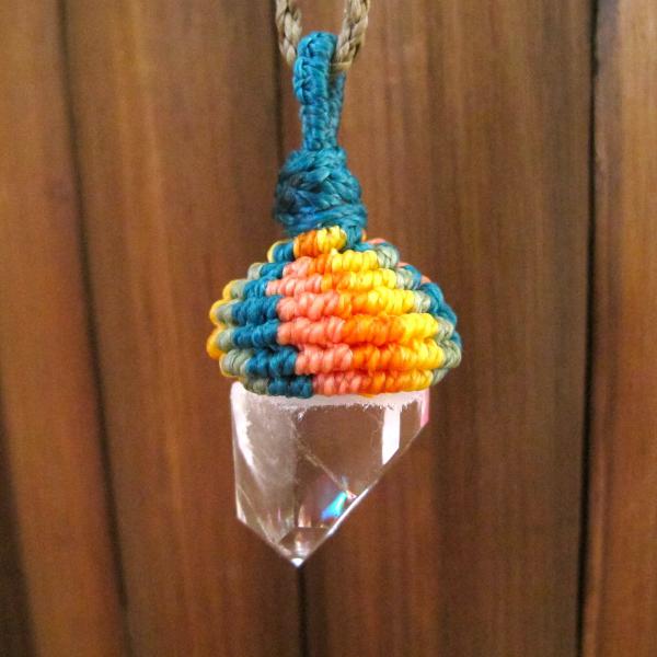 Rainbow crystal acorn necklace