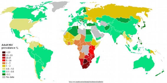 AIDS発生国　図